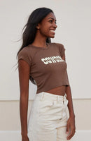 Cowgirl Baskılı Kısa t-shirt Kahverengi