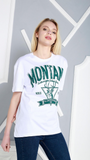 Oversize Montana Baskılı T-shirt Beyaz